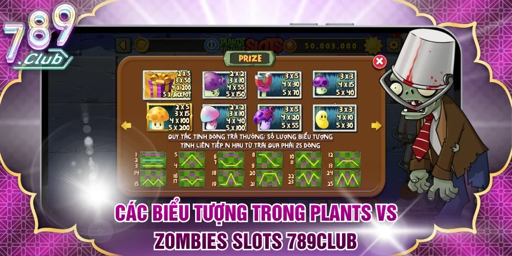 Các biểu tượng trong Plants vs Zombies Slots 789Club